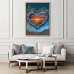 PICKFORU Beach Puzzles for Adults 1000 Piece, Ocean Heart Colorful Sunset Jigsaw Puzzle Scenic Scenery, Summer Marine Love Themed