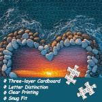 PICKFORU Beach Puzzles for Adults 1000 Piece, Ocean Heart Colorful Sunset Jigsaw Puzzle Scenic Scenery, Summer Marine Love Themed