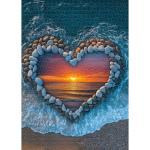 PICKFORU Beach Puzzles for Adults 1000 Piece, Ocean Heart Colorful Sunset Jigsaw Puzzle Scenic Scenery, Summer Marine Love Themed
