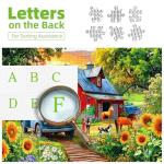 Country Farm 1000 Piece Jigsaw Puzzle for Adults, Vintage Red Barn with Blue Truck, Sunflower Garden Scene, Spring Puzzles for Adult Entertainment