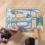 Melissa & Doug Race Around The World Tracks Cardboard Jigsaw Floor Puzzle and Wind-Up Vehicles (48 Pcs) for Preschoolers and Kids Ages 4+ - FSC Certified