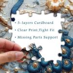 PICKFORU Pearl Peacock 1000 Piece Puzzle for Adults, Embroidery Flower Tree Jigsaw Puzzle,Difficult Impossible Animal Theme as Home Decor