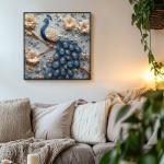 PICKFORU Pearl Peacock 1000 Piece Puzzle for Adults, Embroidery Flower Tree Jigsaw Puzzle,Difficult Impossible Animal Theme as Home Decor