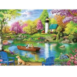500 Piece Puzzles for Adults,Large Piece Lake Landscape Puzzle for Adults Seniors,Unique Funny Dog Art Jigsaw Puzzle,Challenging Family Activity Game Gifts for Family, Friends, Men, Women,20.5*15 In