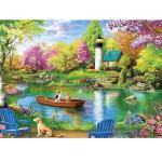 500 Piece Puzzles for Adults,Large Piece Lake Landscape Puzzle for Adults Seniors,Unique Funny Dog Art Jigsaw Puzzle,Challenging Family Activity Game Gifts for Family, Friends, Men, Women,20.5*15 In
