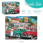 500 Pieces Jigsaw Puzzles, Retro Style 500 Piece Puzzles for Adults, Car and Food Station Jigsaw Puzzles, Interlock Perfectly Letter on Back, Home Decor Birthday Party Gift Toy Age 12+, 20.5 x 15 in