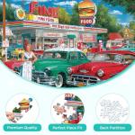 500 Pieces Jigsaw Puzzles, Retro Style 500 Piece Puzzles for Adults, Car and Food Station Jigsaw Puzzles, Interlock Perfectly Letter on Back, Home Decor Birthday Party Gift Toy Age 12+, 20.5 x 15 in