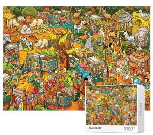 Jigsaw Puzzles for Adults, 1000 Pieces Animal Paradise Puzzle, Cartoon Painting Challenging Puzzles for Family Activity Game Nights Gifts Fidget Stress Relief