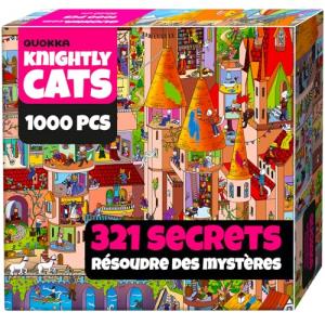 QUOKKA 1000 Piece Jigsaw Puzzle for Adults Knightly Cats – Premium Box Packaging with Extra Fun Challenges - Whimsical Cat Puzzle - Perfect for Relaxation & Creativity & Gift Giving