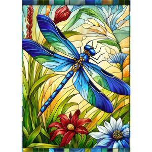 Sutinban Stained Glass Dragonfly 500 Piece Puzzles for Adult, Colorful Flower Jigsaw Puzzle 500 Pieces, Impossible Challenging Adult Puzzles for Happy Family Time, Great Gift for Puzzle Lovers