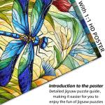 Sutinban Stained Glass Dragonfly 500 Piece Puzzles for Adult, Colorful Flower Jigsaw Puzzle 500 Pieces, Impossible Challenging Adult Puzzles for Happy Family Time, Great Gift for Puzzle Lovers