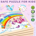Puzzles for Kids Ages 4-6, 4 Packs Wooden Jigsaw Puzzles for Toddlers 2-4, Princess Unicorn Mermaid Fairy Preschool Educational Puzzles Boards Toys Gifts for Girls Boys 3 4 5 6