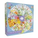 Gibsons Games A Year in The Garden 500 Piece Jigsaw Puzzle – Seasonal, Animal, Floral Artwork - B Corp Certified Sustainable Puzzle for Adults & Teens