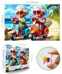 PuzzOne 500 Pieces Puzzles for Adults, Fun Grandma Friendship Impossible Hard Difficult Challenging Puzzles for Adults, Summer Beach Ride Jigsaw Puzzle for Family Games Gift, 23 x 25 inch