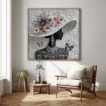 Impossible Puzzles for Adults 1000 Pieces,PICKFORU Floral Muse Puzzle Elegant Lady,Beauty Flower Woman Puzzle Black and White Pearl,Hard Challenge Jigsaw Puzzles Aesthetic