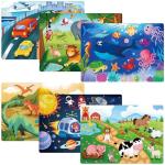 BenBen Puzzles for Kids Ages 4-6, 6 Pack 24 Piece Wooden Jigsaw Puzzles for Toddlers Ages 3-5, Preschool Learning Educational Toys for Boys Girls