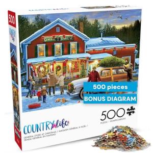 Buffalo Games – General Store at Christmas- 500 Piece Holiday Jigsaw Puzzle - Festive Puzzles for Adults – Precision-Cut Pieces, Winter Artwork, and Hours of Relaxing Fun