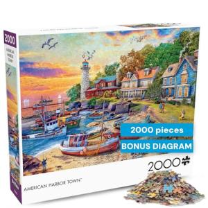 Buffalo Games - Dominic Davison - American Harbor Town - 2000 Piece Jigsaw Puzzle for Adults -Challenging Puzzle Perfect for Game Nights - Finished Size is 38.50 x 26.50