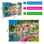 500 Piece Jigsaw Puzzle for Adults -Lake Como Scenery, Italy Jigsaw Puzzles 500 Pieces Puzzles for Adults-Finished Size 19.3" x 13.7"
