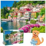 500 Piece Jigsaw Puzzle for Adults -Lake Como Scenery, Italy Jigsaw Puzzles 500 Pieces Puzzles for Adults-Finished Size 19.3" x 13.7"
