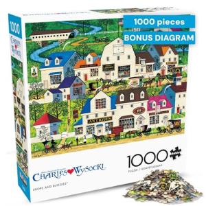 Buffalo Games - Charles Wysocki - Shops and Buggies - 1000 Piece Jigsaw Puzzle for Adults -Challenging Puzzle Perfect for Game Nights - Finished Size is 26.75 x 19.75