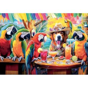 JJYHULK 2000 Piece Puzzle for Adults, Puzzles for Adults 2000 Pieces, Funny Parrots Dog Party Jigsaw Puzzles, Family Fun Puzzle Perfect for Game Nights, 39" X 28"