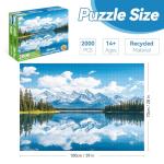 2000 Piece Puzzle for Adults, Blue Mountains and White Clouds Jigsaw Puzzle, Scenic Nature 2000 Pieces, Relaxing and Challenging, 39" x 28"