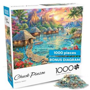Buffalo Games - Chuck Pinson - Tropical Oasis - 1000 Piece Jigsaw Puzzle for Adults -Challenging Puzzle Perfect for Game Nights - Finished Size is 26.75 x 19.75