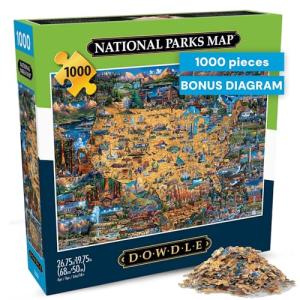 Buffalo Games - Dowdle - National Parks Map - 1000 Piece Jigsaw Puzzle for Adults -Challenging Puzzle Perfect for Game Nights - Finished Size is 26.75 x 19.75