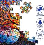 PICKFORU Stained Glass Puzzle Tree of Life Puzzles for Adults 1000 Pieces, Impossible Hard Difficult Challenging Puzzles for Adults, Colorful Mosaic Tree of Life Jigsaw Puzzle 1000 Pieces