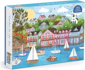 Galison Harbor by The Sea – 1000 Piece Joy Laforme Jigsaw Puzzle Featuring Beautiful Artwork of New England Summer Paradise