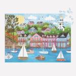 Galison Harbor by The Sea – 1000 Piece Joy Laforme Jigsaw Puzzle Featuring Beautiful Artwork of New England Summer Paradise