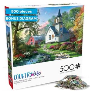 Buffalo Games - Dominic Davison - Little White Chapel - 500 Piece Jigsaw Puzzle for Adults -Challenging Puzzle Perfect for Game Nights - Finished Size is 21.25 x 15.00