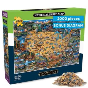 Buffalo Games - Dowdle - National Parks Map - 2000 Piece Jigsaw Puzzle for Adults Challenging Puzzle Perfect for Game Nights - Finished Size is 38.50 x 26.50