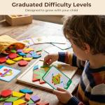 LovesTown 209 PCS Wooden Geometric Pattern Blocks