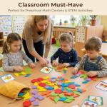 LovesTown 209 PCS Wooden Geometric Pattern Blocks