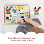 Melissa & Doug Farm Animals Sound Puzzle - Wooden Peg Puzzle With Sound Effects (8 pcs)