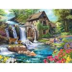 Bits and Pieces 1500 Piece Puzzles for Adults - Large 24" x 33" Large Jigsaw Puzzles 1500 Pieces Landscape River Waterfall, Random Die Cut, No 2 Pieces Alike, The Old Mill