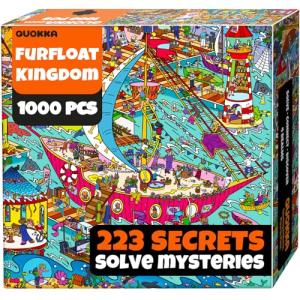 QUOKKA 1000 Piece Puzzle for Adults – 223 Hidden Secrets, Engaging Audio Story, Snap-Tight Thick Pieces – Collect All Four Adult Puzzles in Series to Build One Epic Mystery Realm (Furfloat Kingdom)