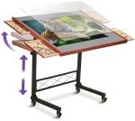 JoyBerri Jigsaw Puzzle Table/Rolling Puzzle Desk - 1500 Piece Puzzle Board with Bonus Puzzle/Portable Jigsaw Puzzle Tables with Drawers and Legs - Height Adjustable for Adults and Kids