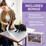 JoyBerri Jigsaw Puzzle Table/Rolling Puzzle Desk - 1500 Piece Puzzle Board with Bonus Puzzle/Portable Jigsaw Puzzle Tables with Drawers and Legs - Height Adjustable for Adults and Kids