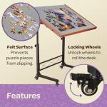 JoyBerri Jigsaw Puzzle Table/Rolling Puzzle Desk - 1500 Piece Puzzle Board with Bonus Puzzle/Portable Jigsaw Puzzle Tables with Drawers and Legs - Height Adjustable for Adults and Kids