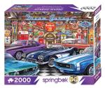 Springbok's Dream Garage 2000 Piece Puzzle for Adults is a Classic Car Lovers Dream Featuring Muscle Cars in a Classic Garage - Ribbon Cut Pieces