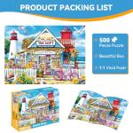 500 Piece Puzzle for Adults – Coastal Flowers and Ocean View Jigsaw Puzzle for Family and Adults – Relaxing Nature Puzzle, 20.5 x 15 in