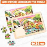 4 Packs 24 PCs Wooden Puzzles for Kids Ages 3-5, Montessori Toddler Jigsaw Puzzles, Preschool Educational Toys Gifts for Children Ages 4-8, Puzzles Boards Toys Gifts for 3 4 5 6 7 8 9 Boys Girls