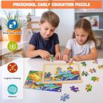 4 Packs 24 PCs Wooden Puzzles for Kids Ages 3-5, Montessori Toddler Jigsaw Puzzles, Preschool Educational Toys Gifts for Children Ages 4-8, Puzzles Boards Toys Gifts for 3 4 5 6 7 8 9 Boys Girls
