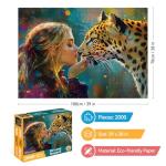 2000 Piece Puzzle for Adults – Girl and Leopard – Emotional Wildlife Art Puzzle, Challenging Jigsaw Puzzle for Adults 2000 Pieces, Idea & Wall Decor (39" x 27")