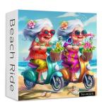Summer Beach 1000 Piece Puzzle for Adults, PICKFORU Funny Beach Ride Jigsaw Puzzles, Unique Difficult Grandma Motorcycle Theme as Home Decor