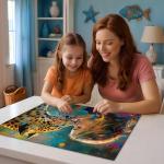 2000 Piece Puzzle for Adults – Girl and Leopard – Emotional Wildlife Art Puzzle, Challenging Jigsaw Puzzle for Adults 2000 Pieces, Idea & Wall Decor (39" x 27")