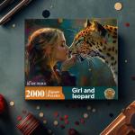 2000 Piece Puzzle for Adults – Girl and Leopard – Emotional Wildlife Art Puzzle, Challenging Jigsaw Puzzle for Adults 2000 Pieces, Idea & Wall Decor (39" x 27")
